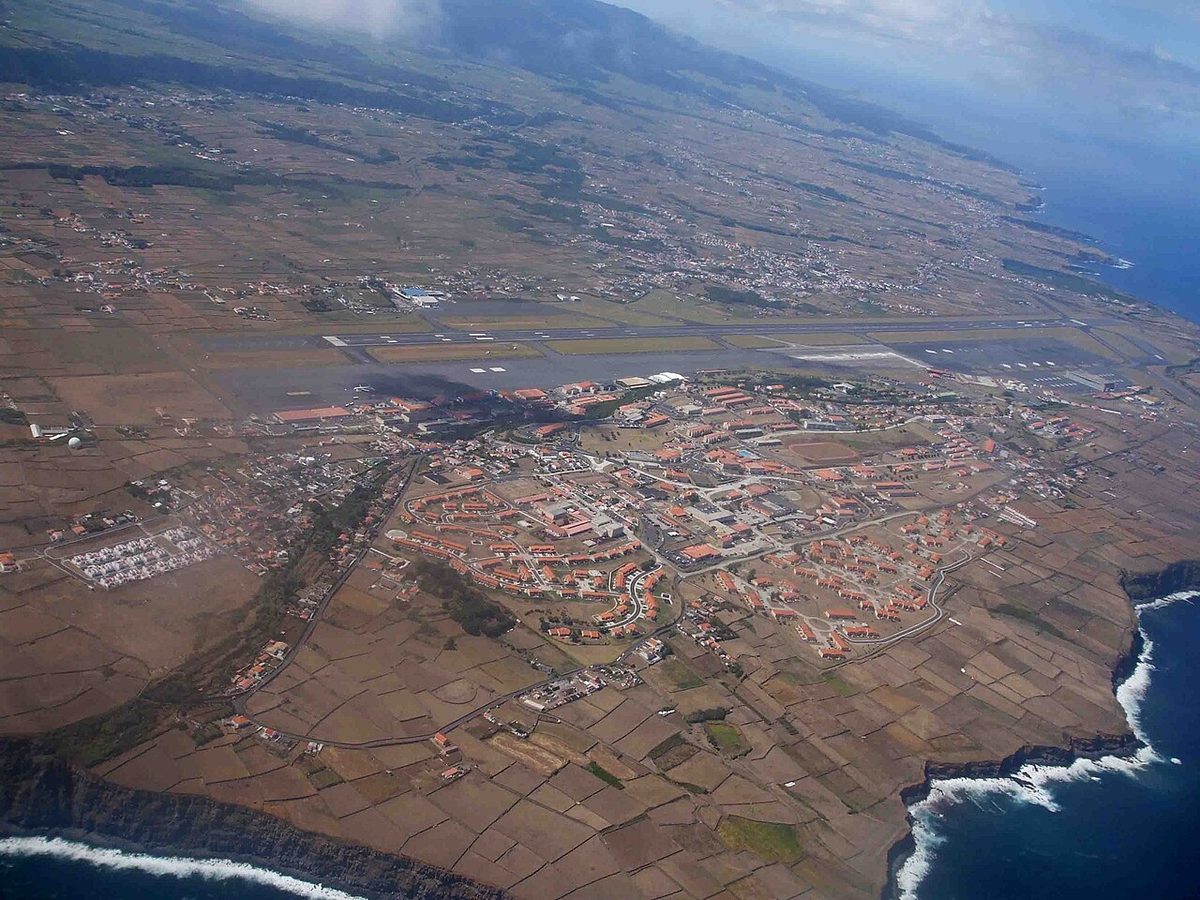 Lajes airport on the north coast of Terceira Island in the Azores.