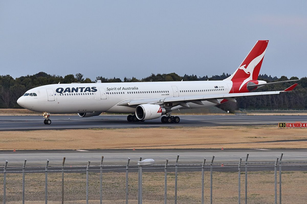 The Qantas Airbus A330-303 registered VH-QPA.