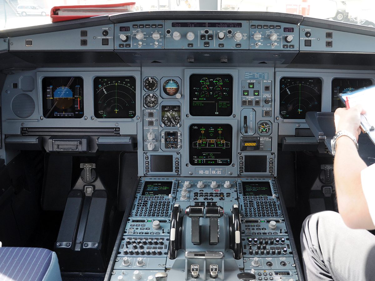The flight deck of an Airbus A330 of another operator.