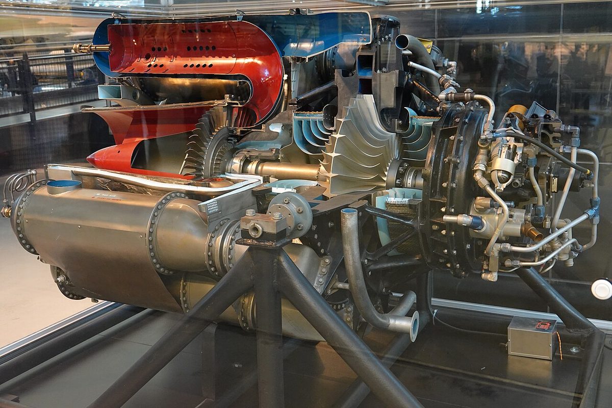 An early jet engine on display.