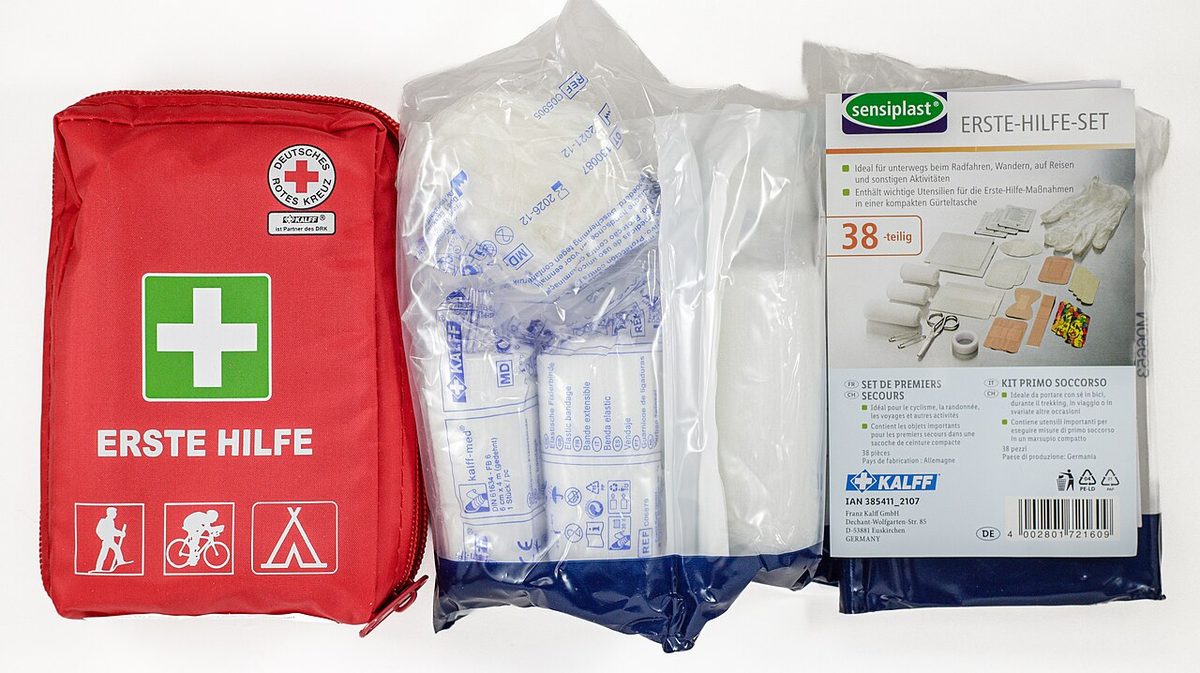 A first aid kit.