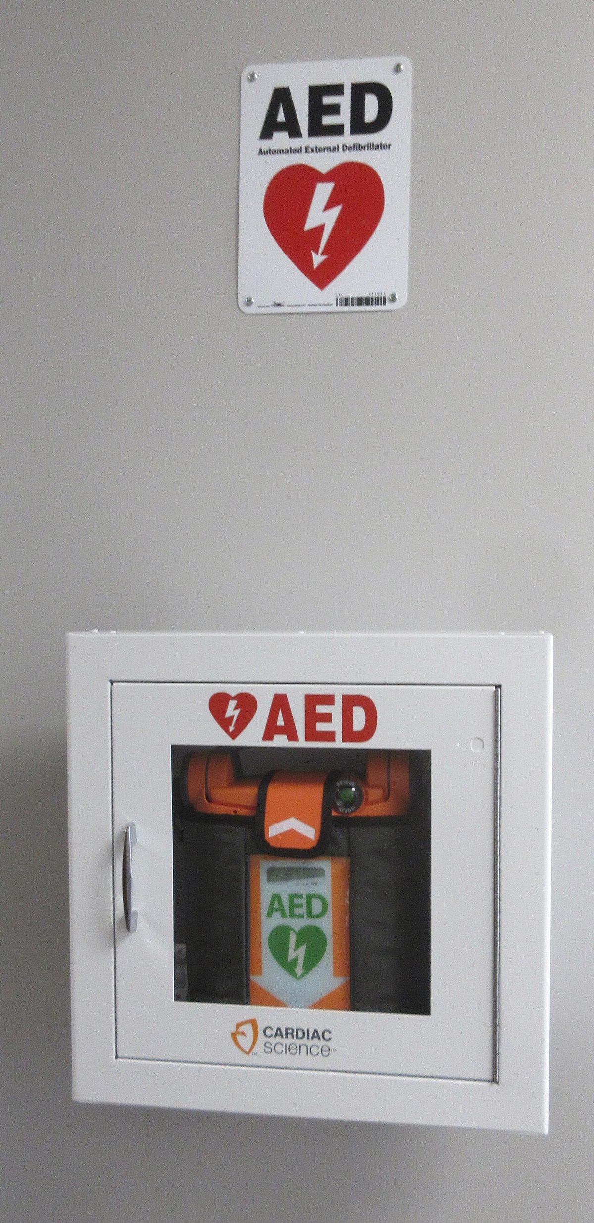 An automated external defibrillator.