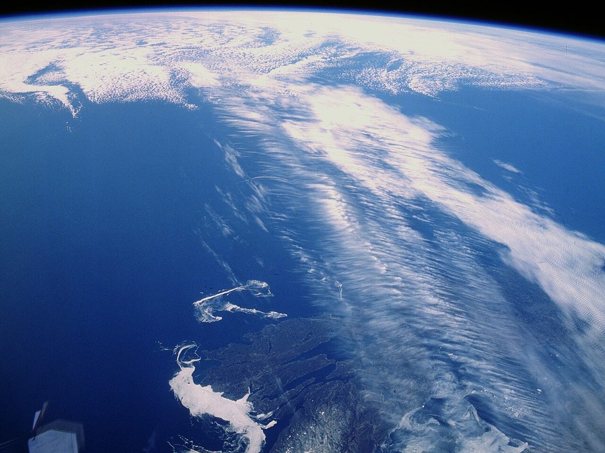 Jet stream cloud photographed from orbit by the crew of the Space Shuttle.