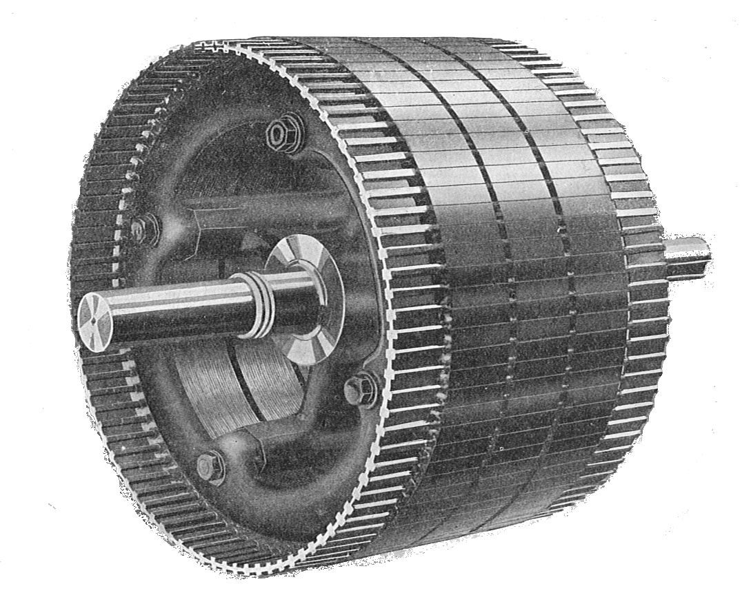 The squirrel-cage rotor of an induction motor.